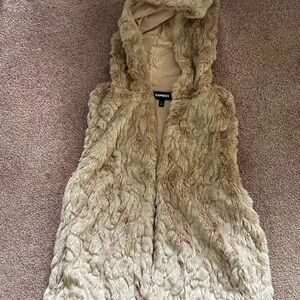 Express Tan Faux Fur Vest